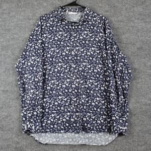 Etro Shirt Men 43 Animal Print Safari Button Up Blue Work Dressy Luxury Business